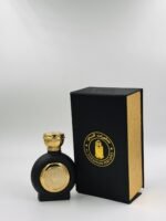 Matte Black Circle Gold Emblem Glass Perfume Bottle with giftbox, 50ml