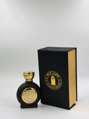 Matte Black Circle Gold Emblem Glass Perfume Bottle with giftbox, 50ml