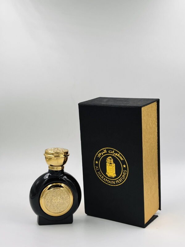 Black Circle Gold Emblem Glass Perfume Bottle with giftbox, 50ml