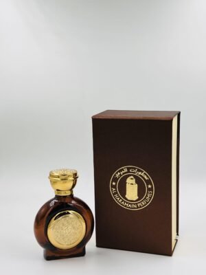 Brown Circle Gold Emblem Glass Perfume Bottle with giftbox, 50ml