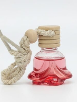 Flower shaped 6 ml car perfume refillable red bottle