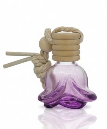 Flower shaped 6 ml car perfume refillable purple bottle