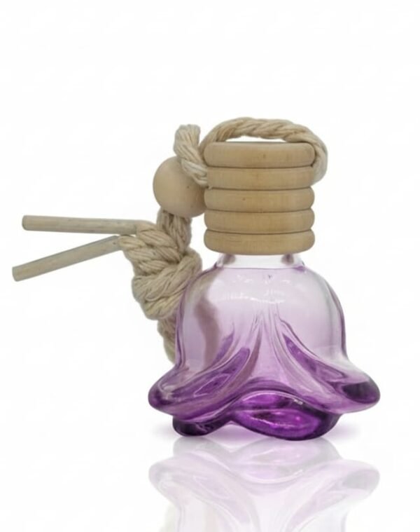 Flower shaped 6 ml car perfume refillable purple bottle