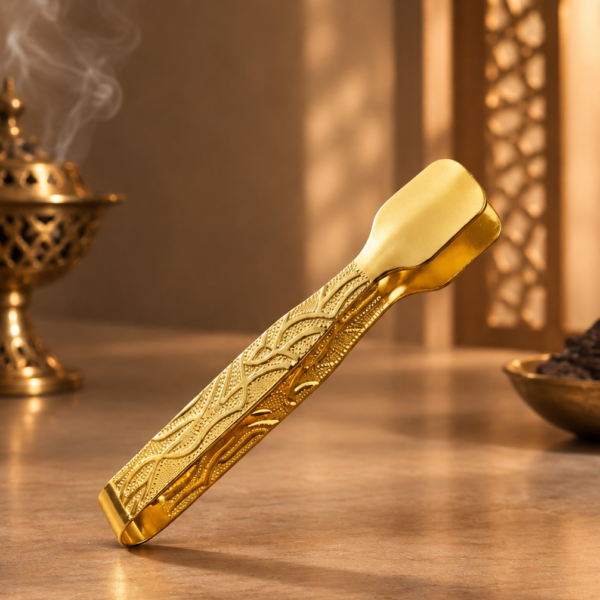 Gold Coloured Metal Tong for Oud & Coal